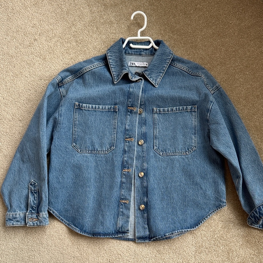 Zara Denim Blue Button-Down Shirt